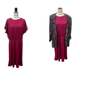 Vintage Kathryn Moore Two Piece Sheath Dress Set Women's 20 Blazer Jacket